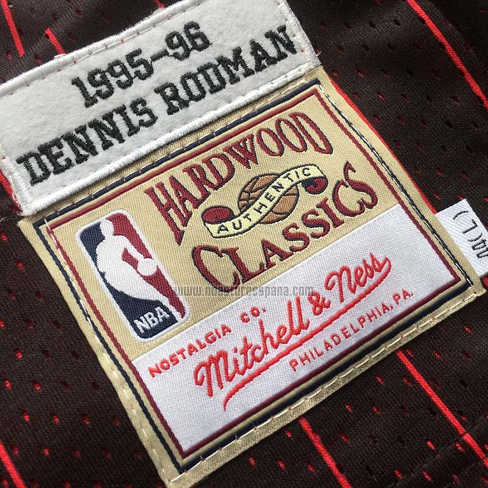 Camiseta Chicago Bulls Dennis Rodman NO 91 Mitchell & Ness 1995-96 Negro